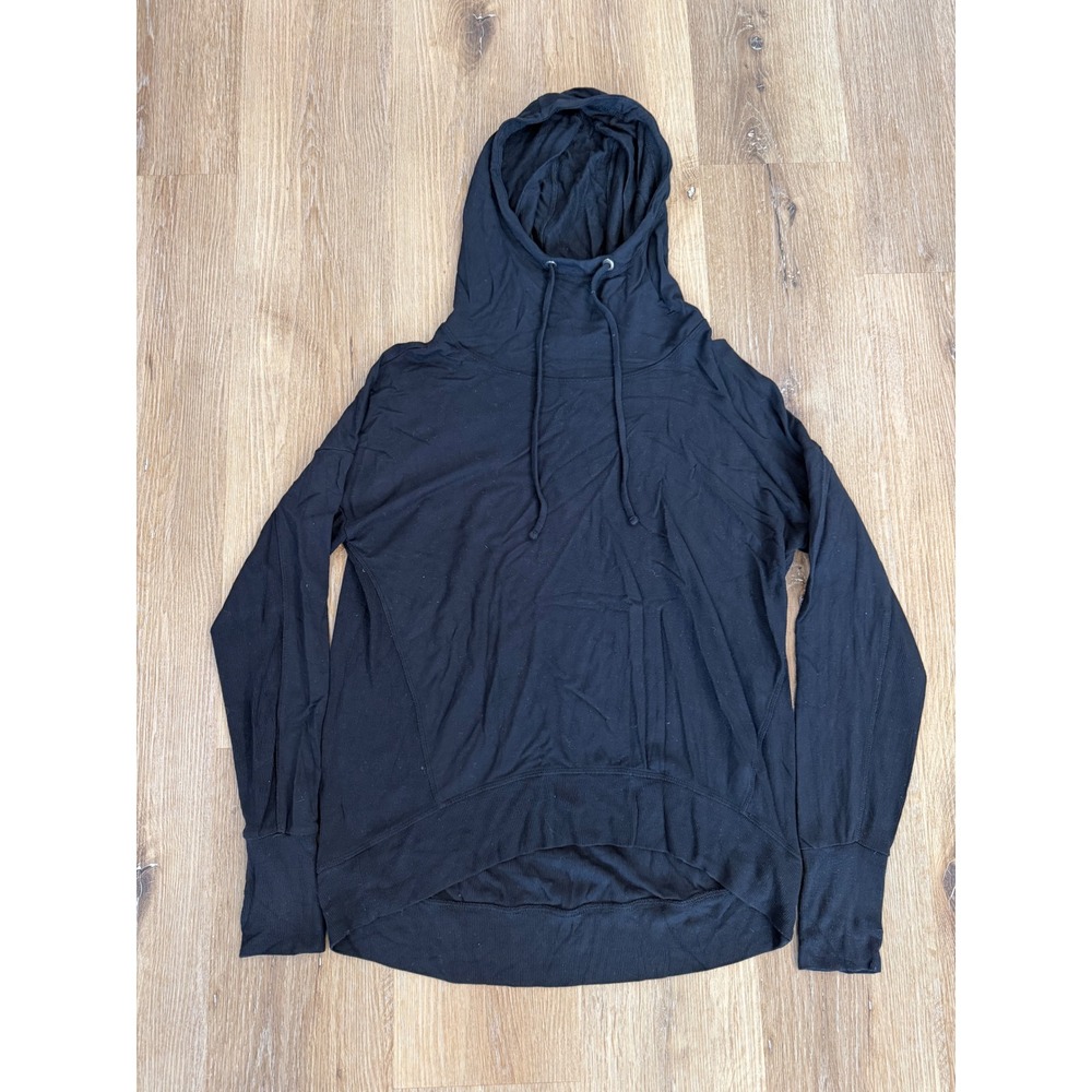 Athleta Hoodie Women Medium‎ Black Modal Blend Thumbhole High-Low